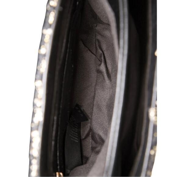 BADGLEY MISCHKA Bouclé Black Gold Tweed Shoulder Bag Pearl Accent Strap NWT - Picture 6 of 6